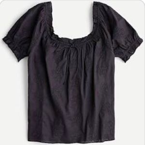 J. Crew Square-neck top with embroidered eyelet